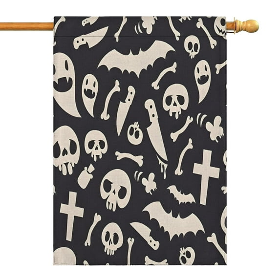 Black Halloween Spooky Elements Fall Garden Flags 28"x40" Double Side,Small Yard Flags for Outside,Outdoor Fall Decor,Autumn Funny Garden Flag Yard Decoration