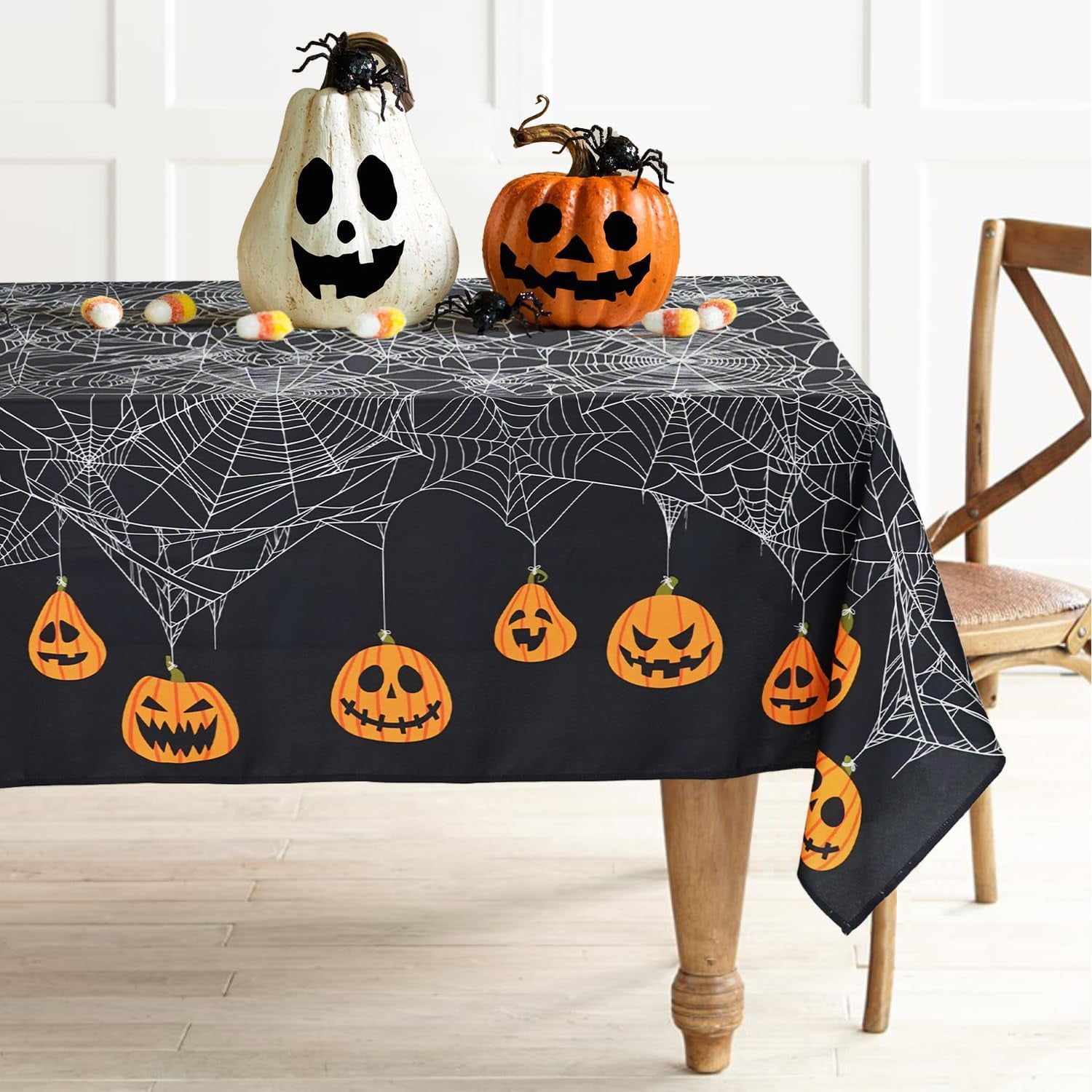 Halloween Plastic Tablecloth 3-Pack - Blue Pumpkin & Ghost Design, Waterproof Wipeable - 4.3x9 Ft - View #8