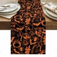 thumbnail image 1 of Black Halloween Table Runner - 90 Inch Long, Kitchen Dining Table Runner Dresser Scarves, Orange Spooky Pumpkin Ghost Cobweb Farmhouse Decor for Coffee Tables Wedding Party Banquet, 1 of 8