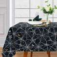 thumbnail image 1 of Black Halloween Tablecloth Spider Web, Moon, Stars Fabric Table Cloth Washable Trick or Treat Table Cover for Picnic Home Kitchen Party Dining Table Decor, 60 x 102 Inch, W-S-J-Z-B-S018-02, 1 of 6