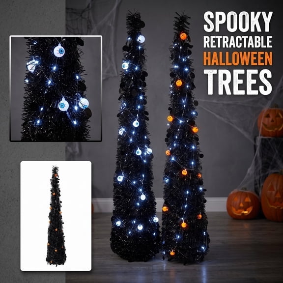 Black Halloween Tree Spooky Halloween Decorations Indoor Halloween Lights Halloween Tree Decorations Light Up Eyeball Accent Halloween Home Decor for Party Haunted House Display,