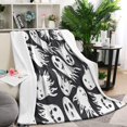 thumbnail image 1 of Black Halloween White Ghosts Blanket,Comfortable Soft Flannel Throw Blanket,All Season,Warm Lightweight Blankets for Sofa Bed Couch Living Room Chair,60"x80", 1 of 4