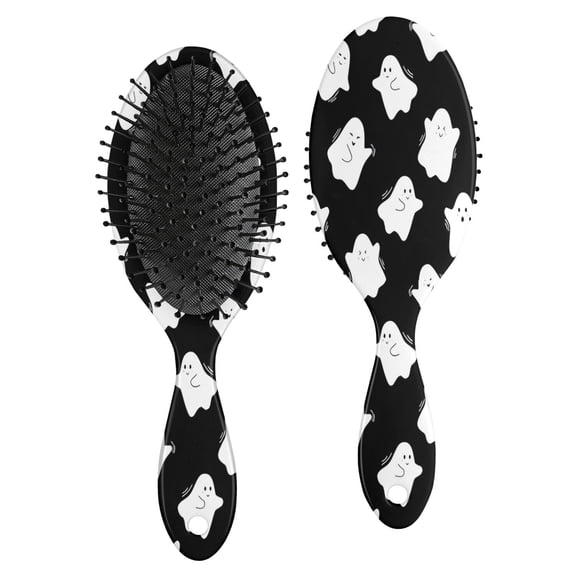 Black Halloween White Ghosts Hair Brush,Girls Detangling Hair Brush,Glide Through Tangles with Ease for Wet & Dry Hair,8.8"X2.8"