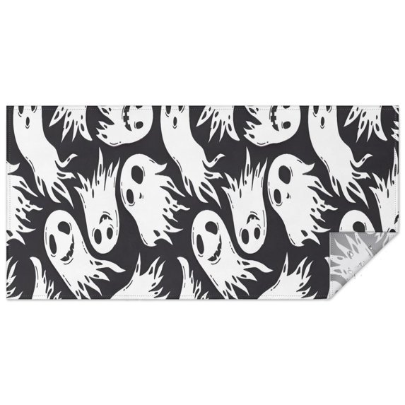 Black Halloween White Ghosts Rectangle Tablecloth 60"x120",Waterproof Polyester Rectangle Table Cloth, Wipeable Spillproof Polyester Tablecloth for Dining, Camping, Indoor and Outdoor