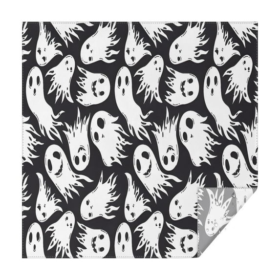 Black Halloween White Ghosts Square Tablecloth,Waterproof Square Table Cover,Wipeable Spillproof Washable Table Cover for Home Kitchen Party Decor 42"X42"(107x107cm)
