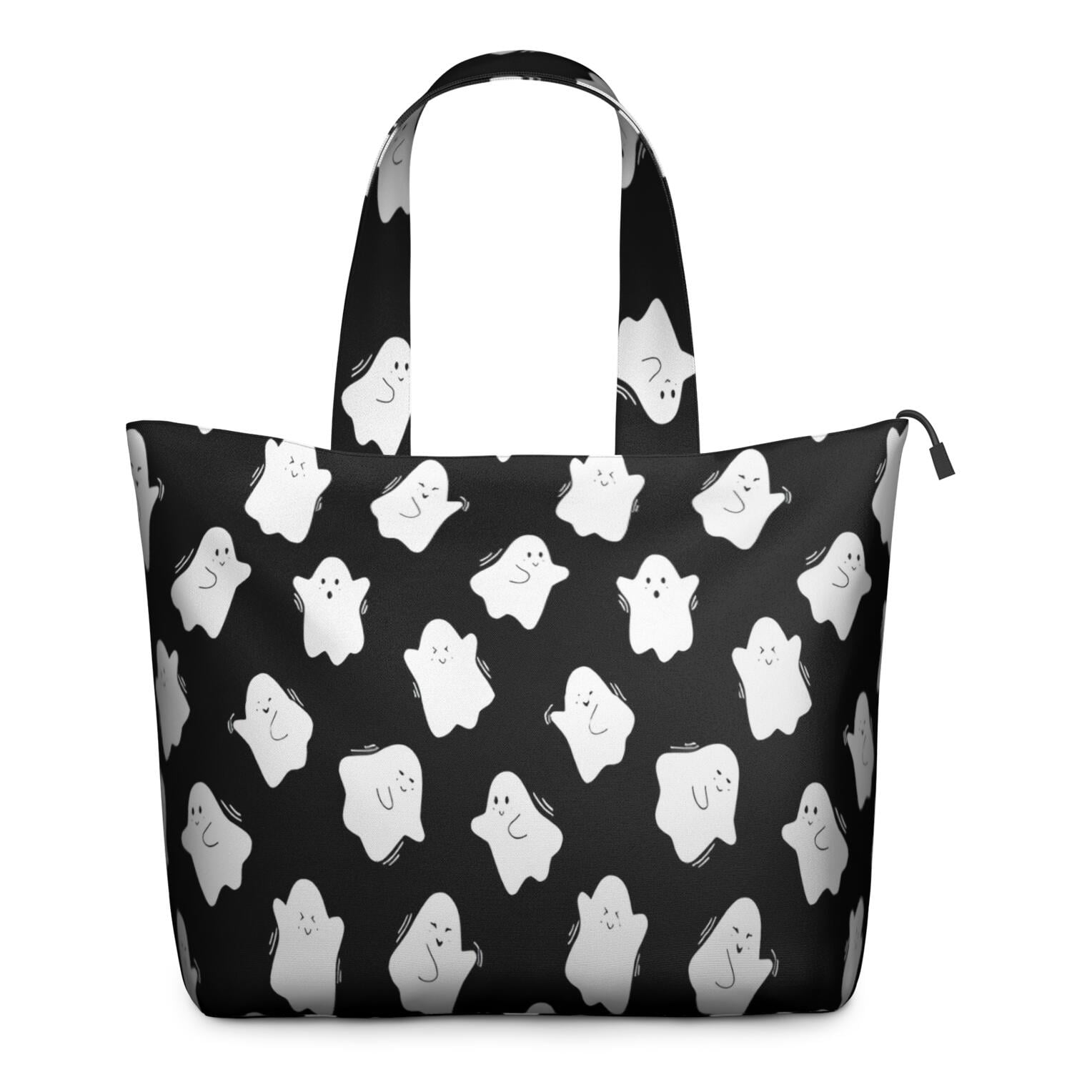 Black Halloween White Ghosts Travel Tote Bags for Women Carry On,Large Weekender Bags for Women Travel,Multi Functional Duffle Bag for Work,Shopping,Sports