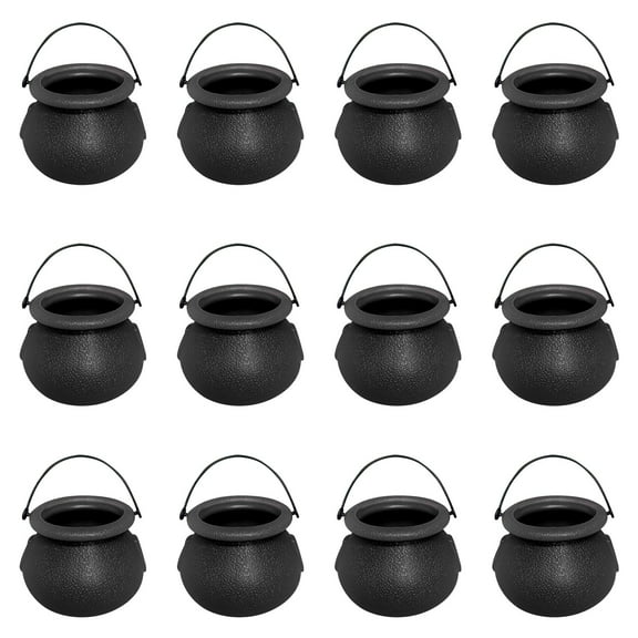 Black Witch Bucket And Jar Set Mini Decorations Party Props Festive Tabletop Decor 12Pcs Miniature Cauldron Set For Kids Party 0.276Lb
