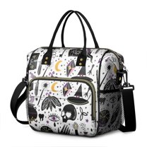 Black Halloween Witchcraft Elements Womens Lunch Box for Work,Insulated Large Lunch Bag for Tween and Teen,Loncheras Para Mujer,Leakproof Adult Lunch Bag for Work,Beach,Travel,Picnic,Camping