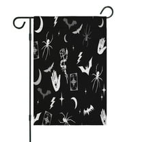 Black Halloween Witchy Symbols Fall Garden Flags 12.5"x18" Double Side,Small Yard Flags for Outside,Outdoor Fall Decor,Autumn Funny Garden Flag Yard Decoration