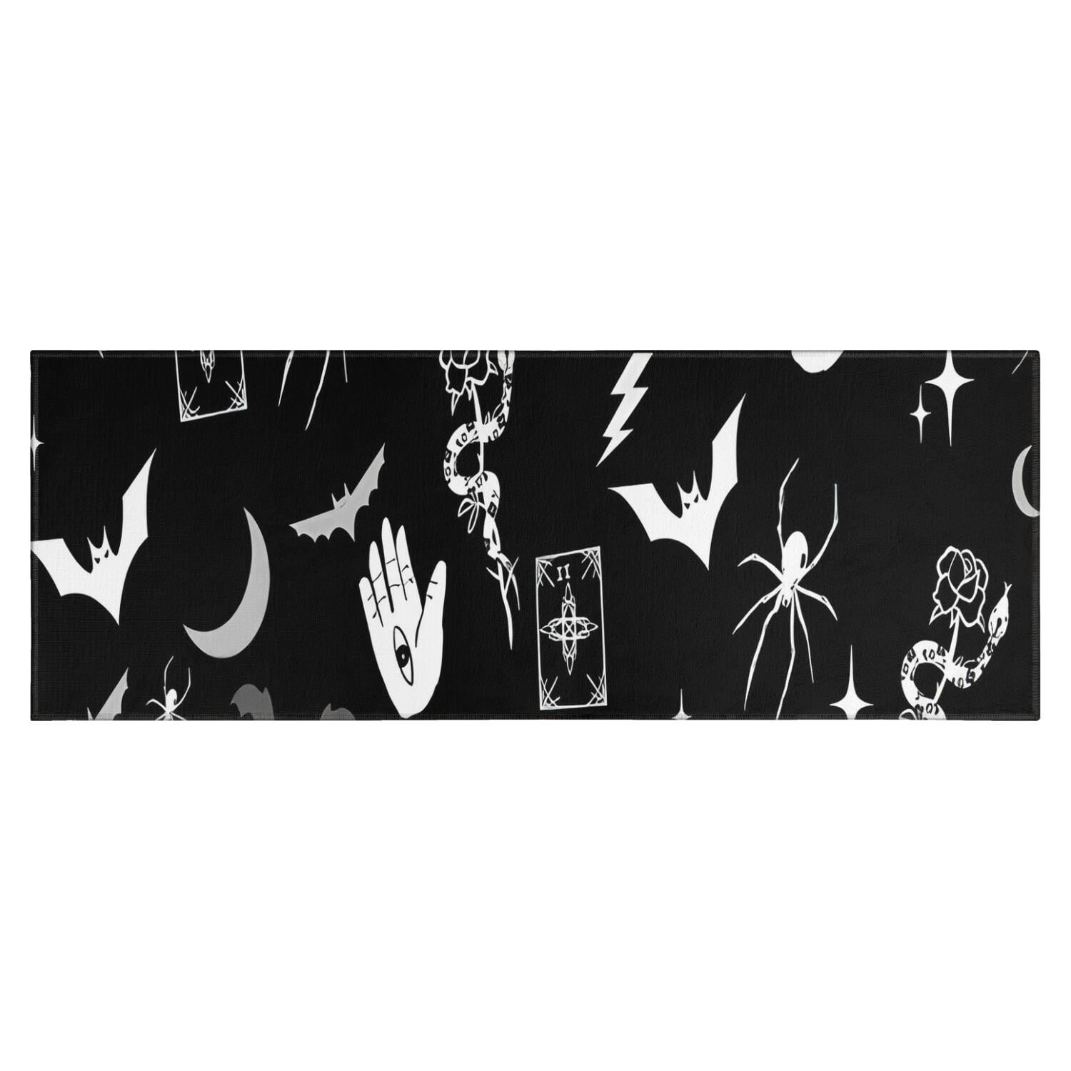 Black Halloween Witchy Symbols Kitchen Rug Mat,Kitchen Runner Rugs Non ...