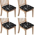 thumbnail image 1 of Black Halloween Witchy Symbols Seat Covers for Dining Room Chairs Set Of 4,Stretch Printed Washable Chair Seat Cover with Elastic Ties and Button,Removable Waterproof Couch Cushion Covers, 1 of 6