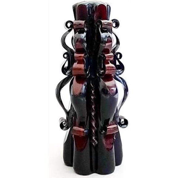 Black Hand Carved Pillar Candle 8"  Unique Handmade Gift for Him  Victorian Style Home Decor  Luxury Long Burning Candle by$$Home Decor, Kitchen, & Other