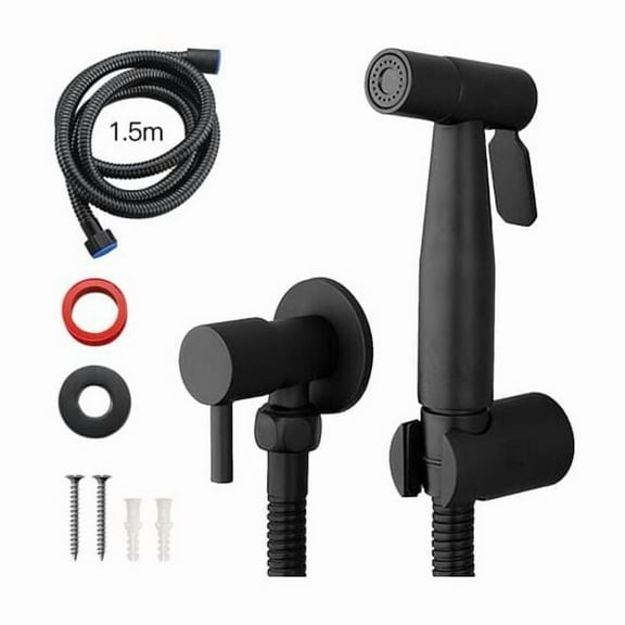 Black Handheld Bidet Sprayer Toilet Faucet Stainless Steel Cold Bathroom Shattaf Valve Jet Set