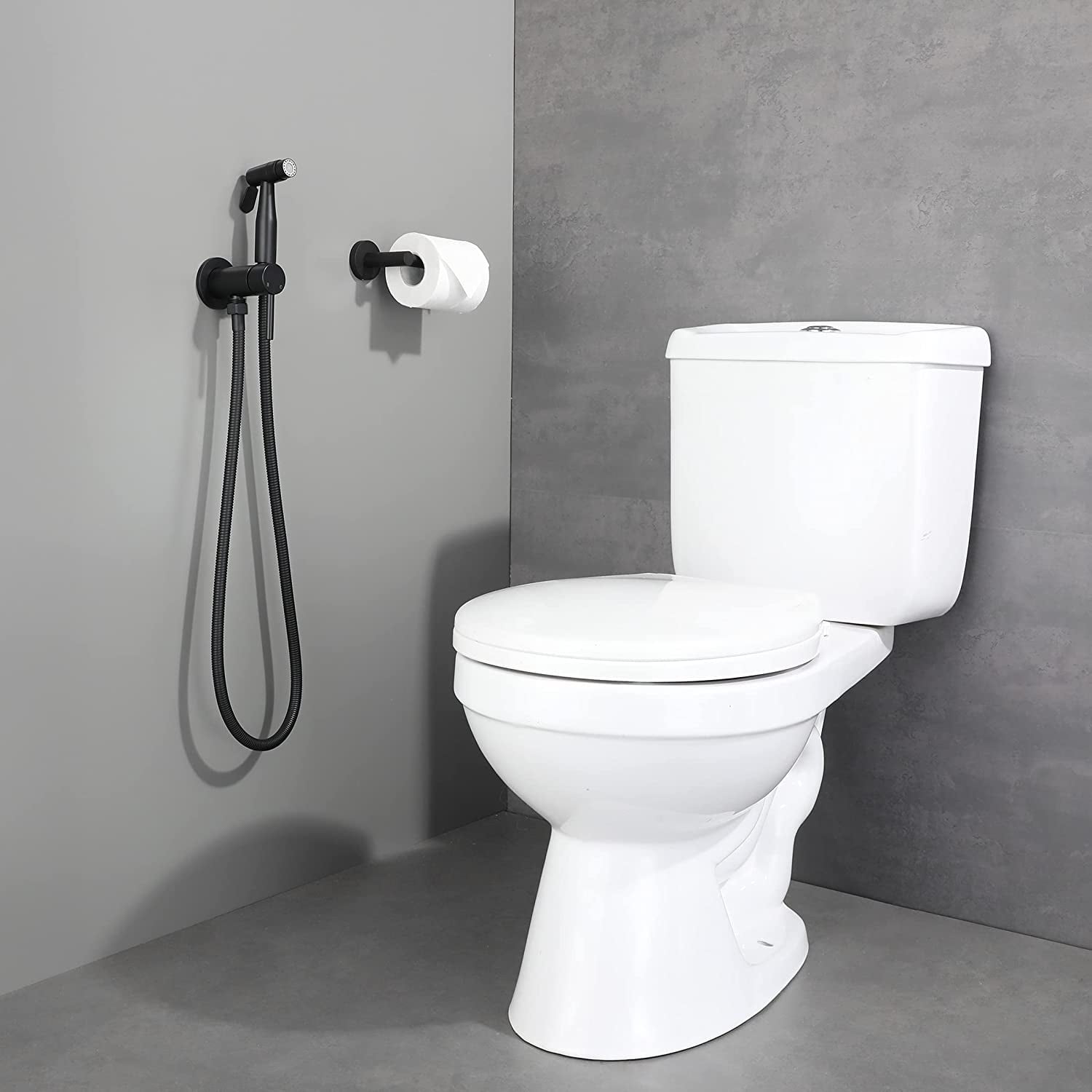 Black Handheld Bidet Sprayer for Toilet Warm Water, Stainless Steel