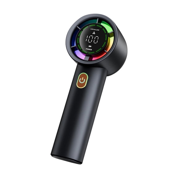Black Handheld Refrigeration Fan High Velocity 100 Wind Levels Digital Display 3000Mah Brushless Usb 6.6X2.4X2.4 In Portable Rechargeable Type-C Cooling Mini