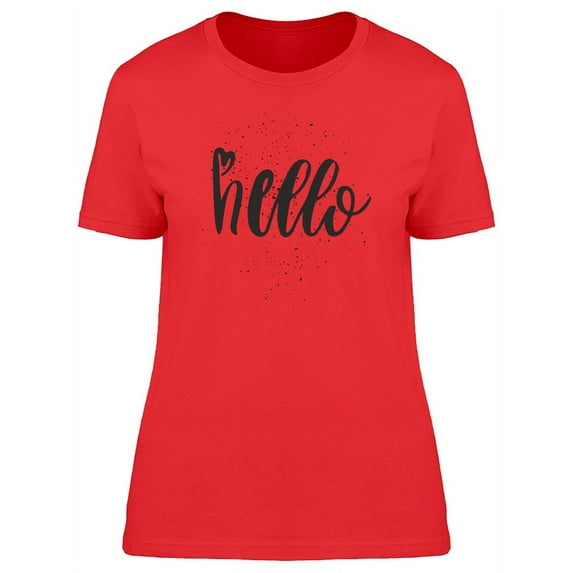 Black Handwriting Word Hello T-Shirt Women -Image by Shutterstock, Female Medium