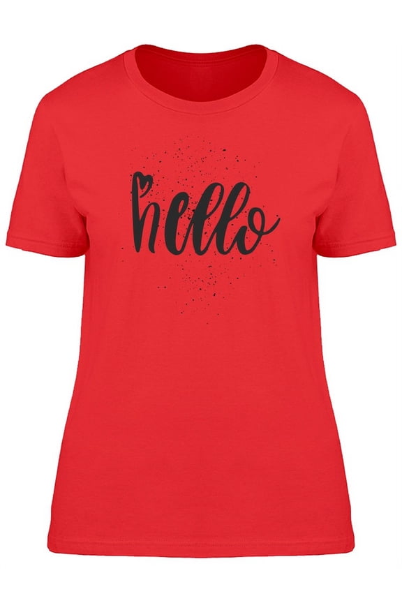 Black Handwriting Word Hello T-Shirt Women -Image by Shutterstock, Female Small