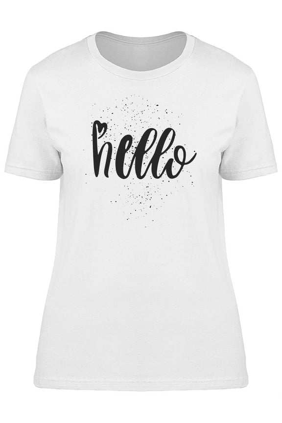 Black Handwriting Word Hello T-Shirt Women -Image by Shutterstock, Female XX-Large
