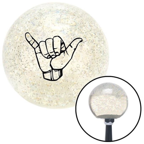 Black Hang Loose Detailed Hand Clear Metal Flake Shift Knob with M16 x 1.5 Insert