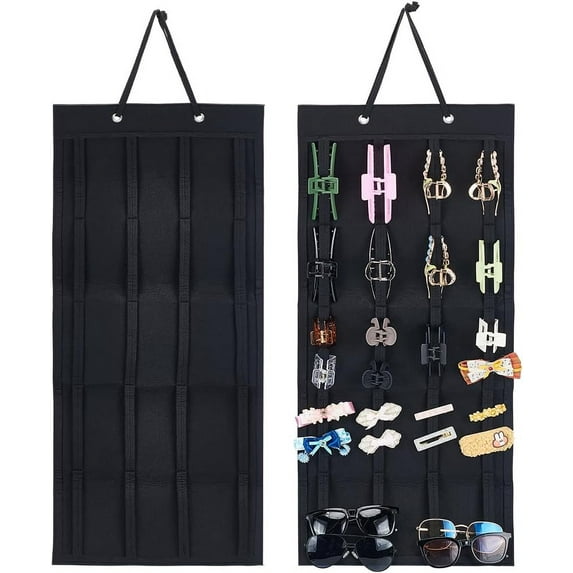 Black Hanging Hair Claw Clips Holder Felt Hair Clip Organizer Stand Holder Big Claw Clip Display for Wall Door Closet 31x13.5" DIY