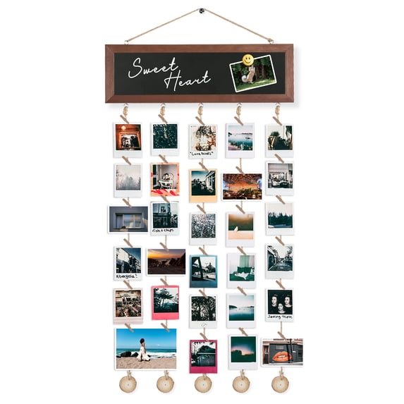 DOLLAR BOSS Black Hanging Photo Display, Chalkboard with Clips, Rustic ...