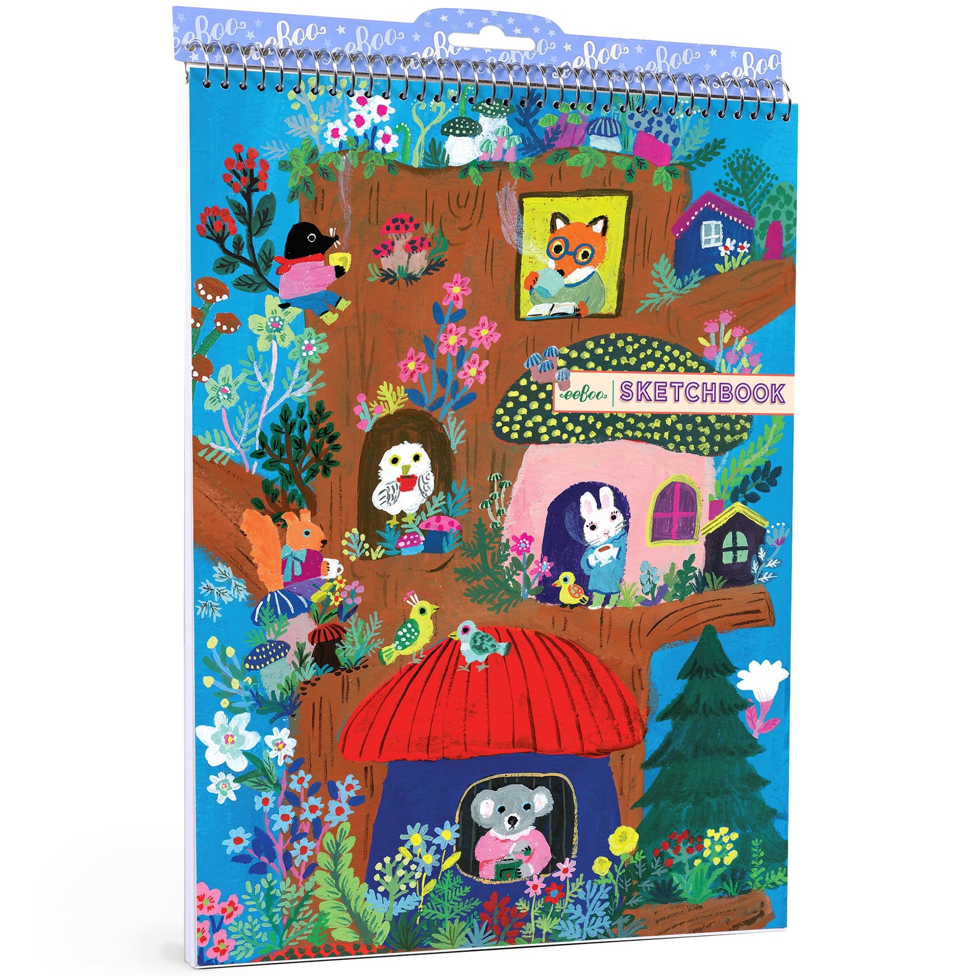 Eeboo Animal Color eeBoo: Sketchbook– Yumis Mushroom House - Woodland Animal Spiral Bound ...
