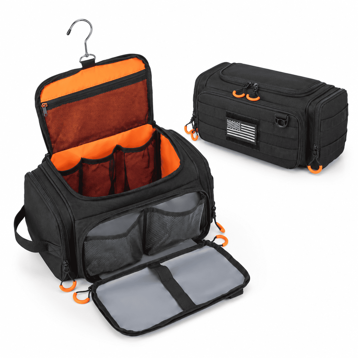 Black Hanging Travel Toiletry Bag with Hook for Men, Organized Storage ...