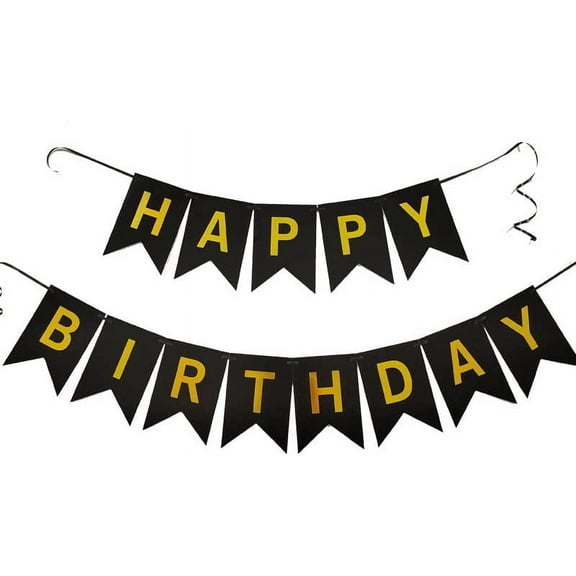 Black Happy Birthday Banner | Happy Birthday Banner for Men | Kids Boy Birthday Signs Banner Hanging Decorations Happy Birthday Party Suppiles Banner