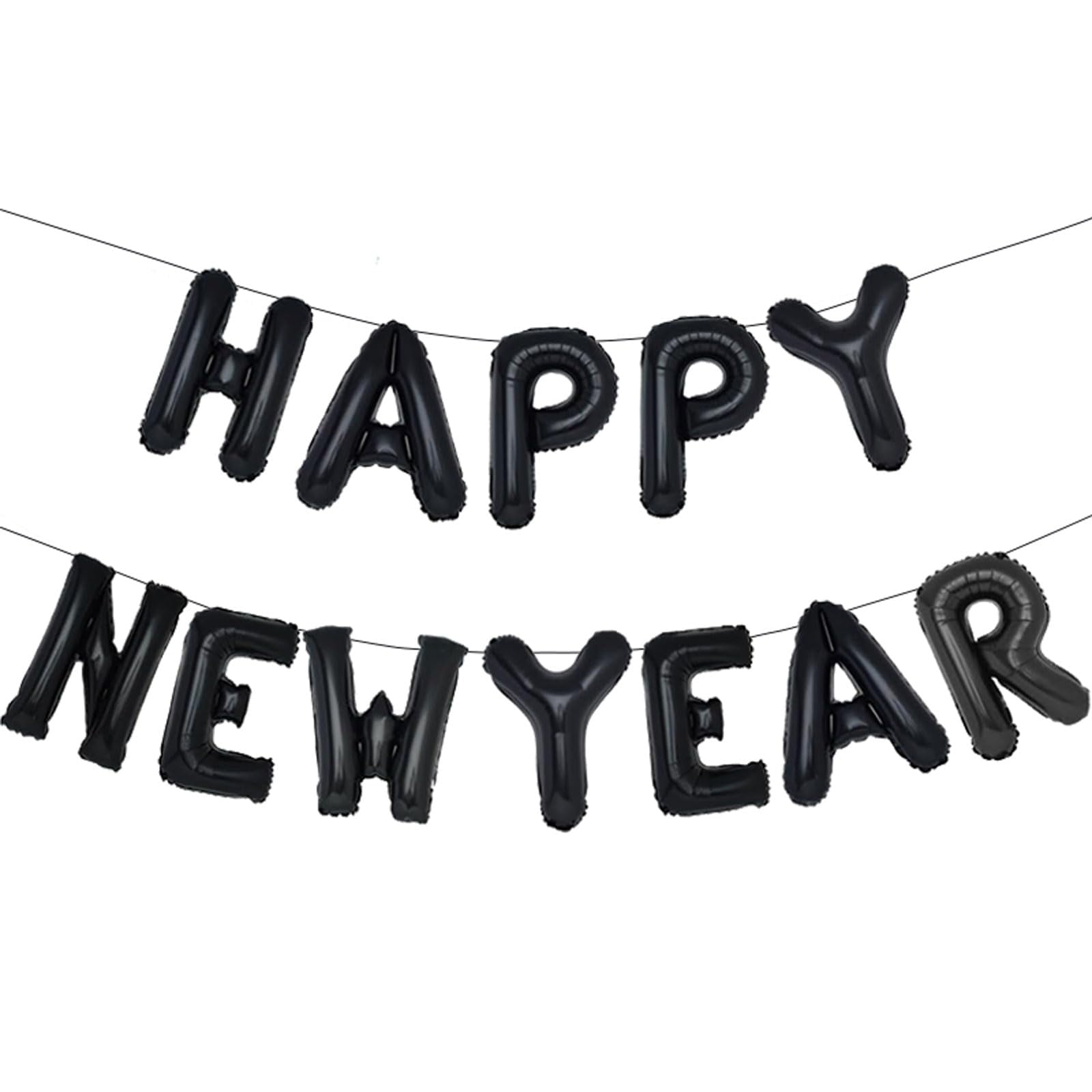 Black Happy New Year Balloons, 16 Inch Happy New Year Balloon for Happy