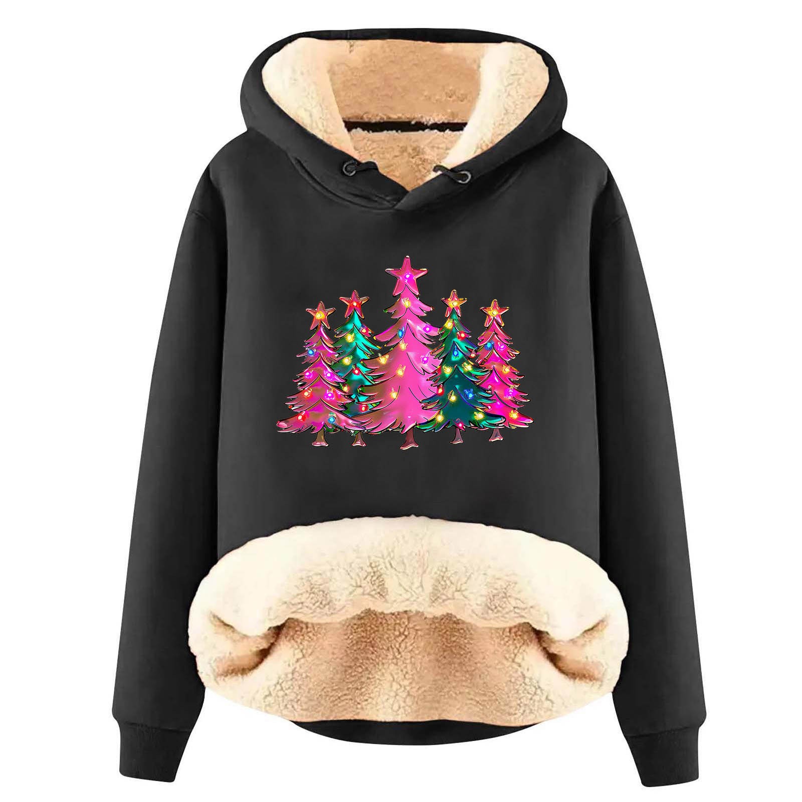 Black Happy Vacation Christmas Lounge Hoods for Ladies Fall Winter Long ...