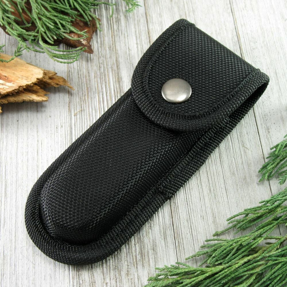 Black Hard Boxed Reinforced Nylon Belt Sheath for 5" Folding Knife