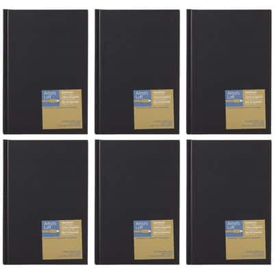 Artist's Loft Black Hardcover Sketchbook - Acid Free and Smudge Resistant Paper, Sketch Pad for Drawing, Sketching, Writing - Bulk 6 Pack