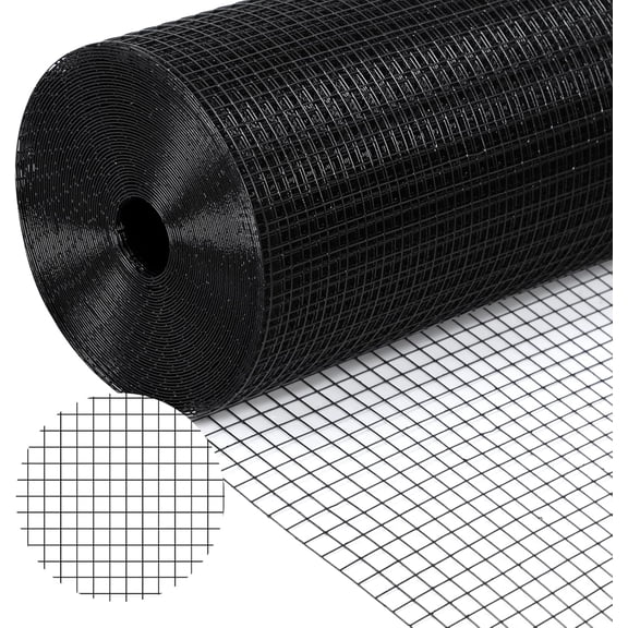 Black Hardware Cloth 1/2'' 36'' X 50',19 Gauge Chicken Wire Fencing PVC Coating Welded Wire Mesh Rolls for Chicken Coop and Home Improvement Garden Fence Rabbit Tree Guard