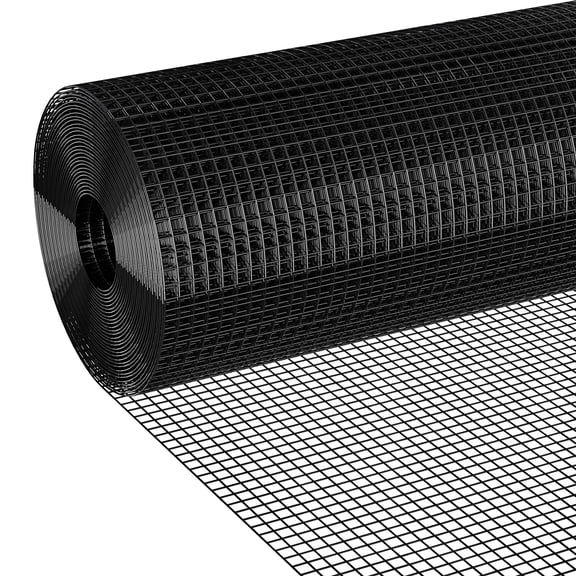 Black Hardware Cloth 1/2 inch 48 x 100 ft 19 Gauge Vinyl Coated Welded Wire Fencing, Rust-Proof Durable for Chicken Wire Mesh Roll Gopher Wire Rabbit Fence