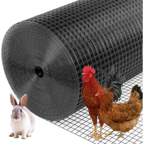 Black Hardware Cloth 1/2inx48inx100ft, 19GA, Chicken Wire Fencing Roll, Black Chicken Wire Mesh, Vinyl PVC Coated Welded Wire Mesh for Chicken Coop Barrier, Rabbit Snake Poultry Fences