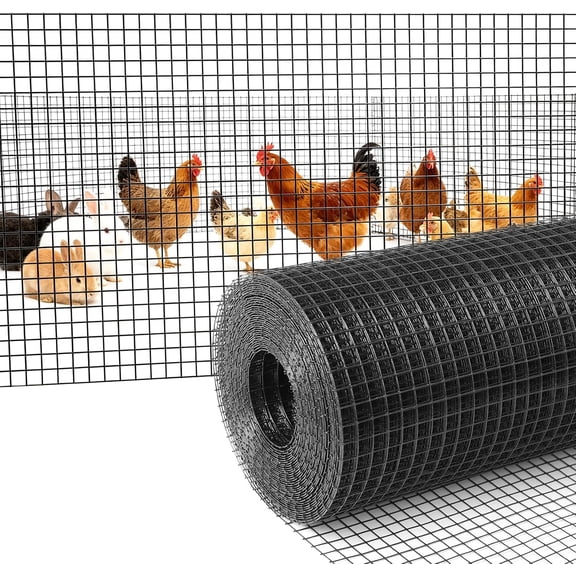 Black Hardware Cloth 1/2inx48inx100ft, Chicken Wire Fencing, 19Gauge, PVC Coated Chicken Wire, Hardware Cloth, Perfect for Chicken Wire Mesh, Rodent Mesh, Tree Guard, Chicken Coop