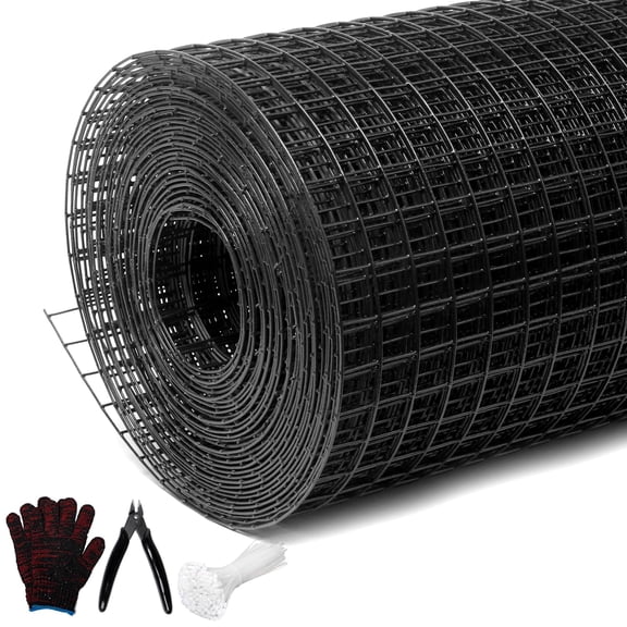 Black Hardware Cloth 1/2inx48inx100ft, Chicken Wire Fencing, 19Gauge, Vinyl PVC Coated Mesh, Welded Wire mesh, Perfect for Gopher Wire, Rodent Mesh, Tree Guard, Chicken Coop