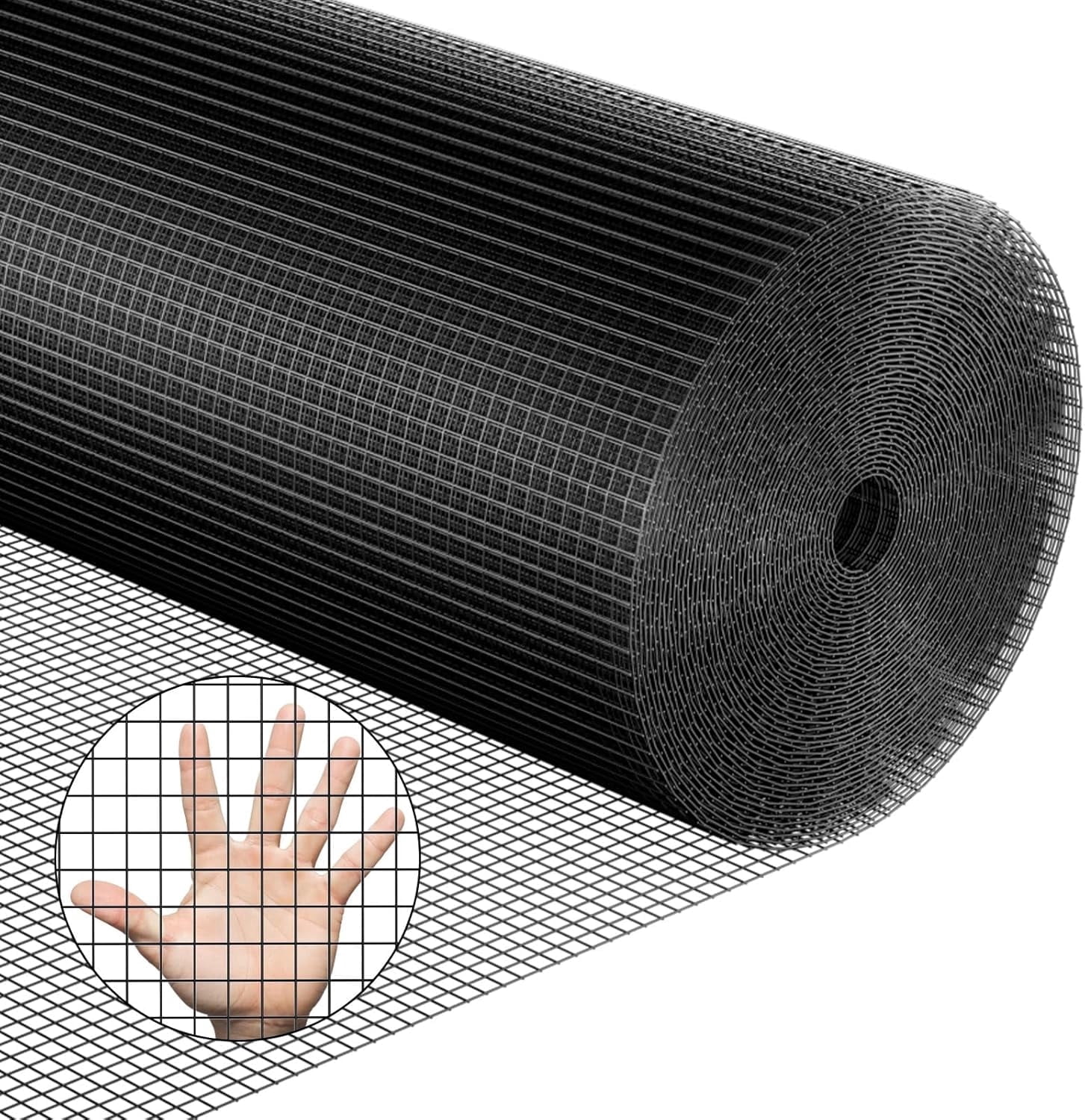 DWALE 72"x50' Black Vinyl Coated Hardware Cloth, 1/2" Mesh 19 Gauge Wire Mesh for Garden & Home Projects