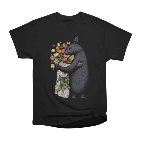 Black Hare Floral Hug T-Shirt Tee Gift For Him Merch For Her Apparel ...