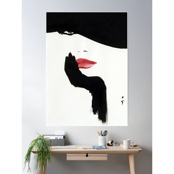 Black Hat Minimalist Fashion Retro Vintage Poster Poster Wall Art, Modern Wall Decor For Living Room Bedroom, 16x24 UNFRAMED