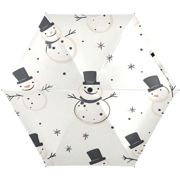 Black Hat Snowman Umbrellas for Sun Auto Open Close UV50+ Waterproof 5-Fold Compact Fiberglass Frame