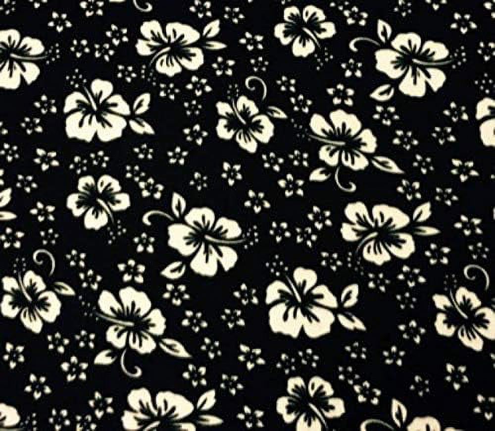 Black Hawaiian Florals Flower Fleece Fabric 5 Yards Bolt/Multi