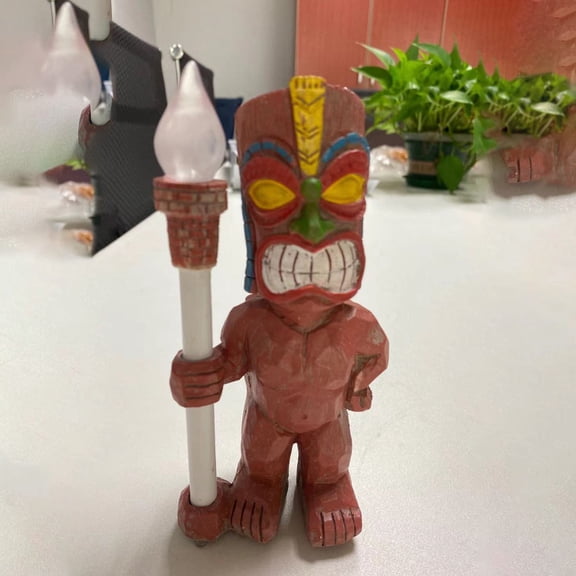 Black Hawaiian Mayan Angry & Happy Smiling Totem - Solar Powered Glowing Outdoor Decorative Statue For Garden Patio Yard Decoration, Outdoor Enthusiasts, Home Decor Lovers, Gift