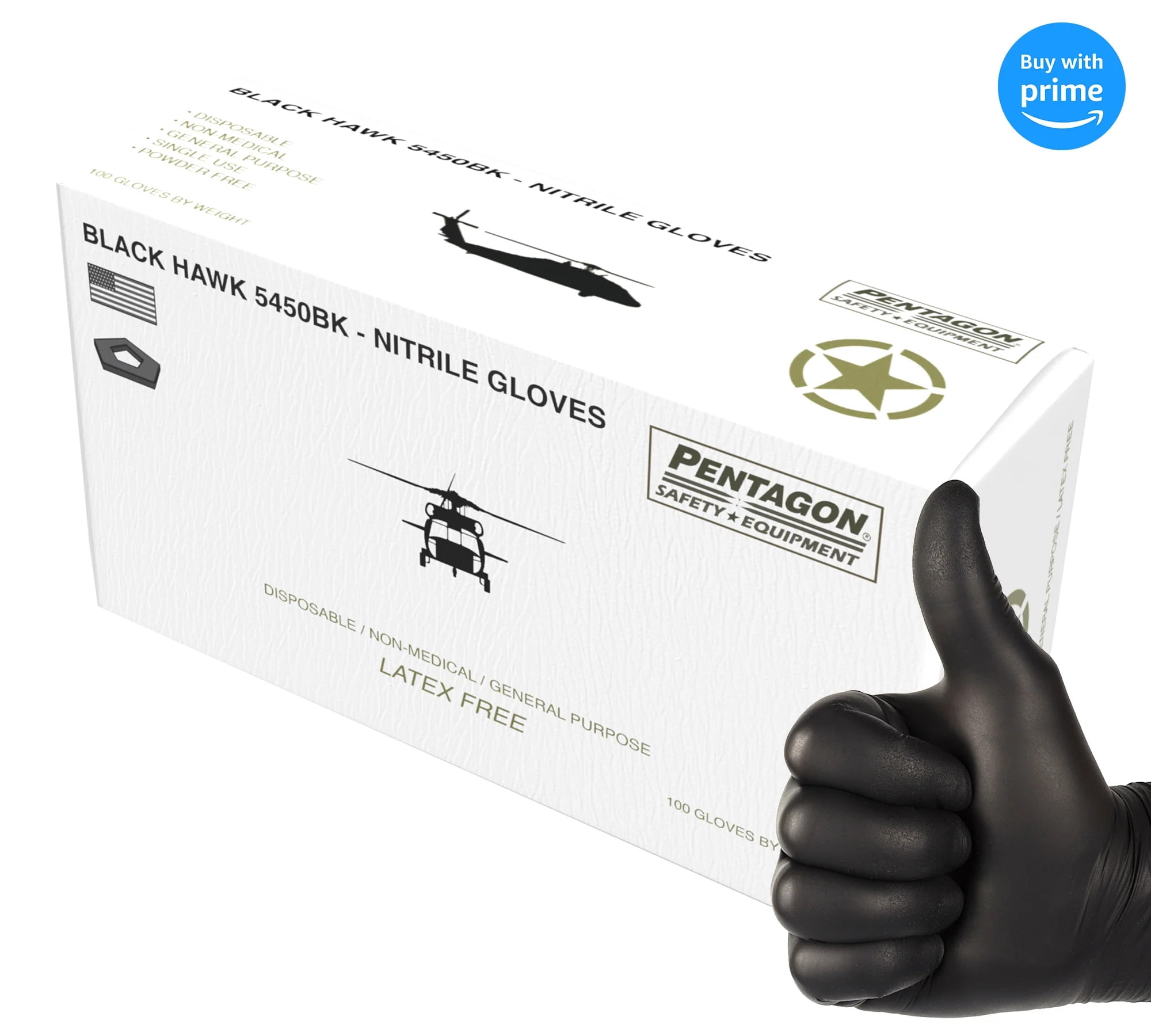 Black Hawk 5 mils Disposable Nitrile Gloves, Black, Powder Free