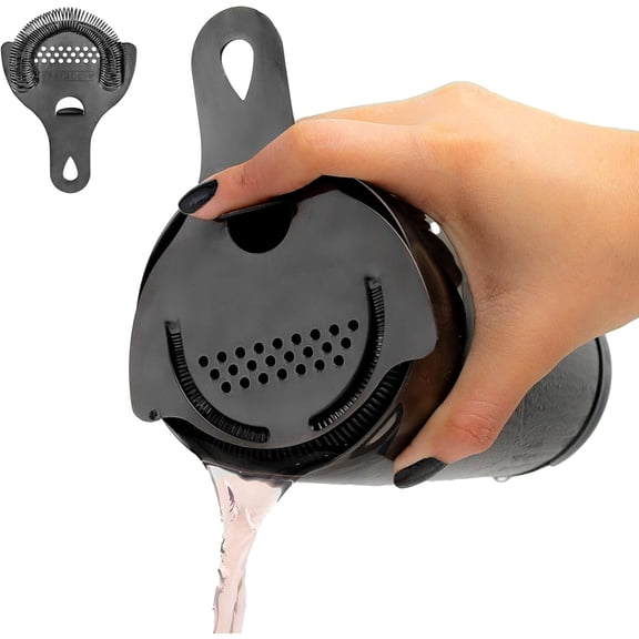 Black Hawthorne Strainer Cocktail, Bar Strainer Cocktail, with High-Density Spring, Mirrored Drink Strainer, Cocktail Strainer, for Boston Shakers and Mixing Glasses