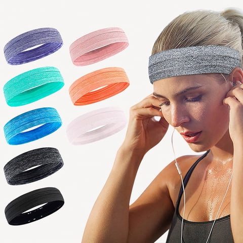 Black Head Bands for Women's Hair Polyester Large Thick Turban Head Wrap Headband, Boho Bandana Head Bands for Women's Hair, Non Slip Workout Yoga Hairband Hair Accessories One Size