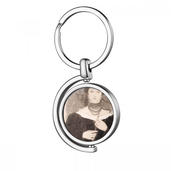 Black Head Beauty Chinese Painting Rotating Keychain Metal Keyring Holder