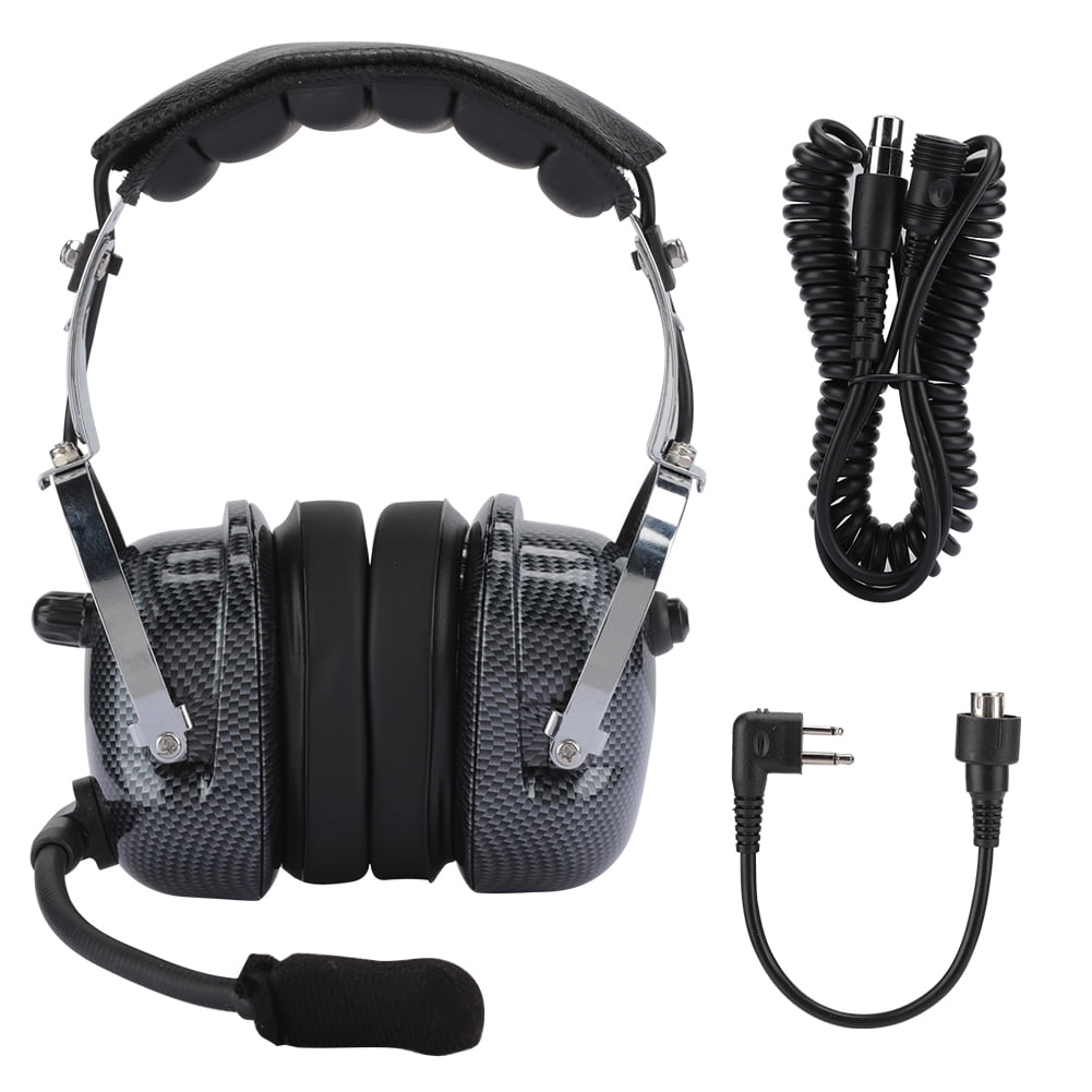 Black Head Mount Aviation Noise Reduction Headset Racing Noise
