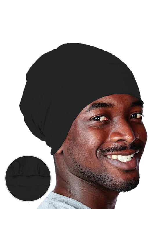 Black Headband for Men Double Layer Sleeping Cap Sets Head Cap Women Chemotherapy Cap Europe and The United States Hot Men's Elastic Wrap Head Cap Bonnet