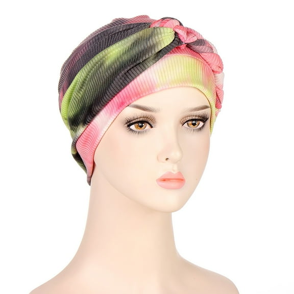 Black Headband for Women's Eid Al Fitr Tie Dyed Drawstring Multi Colored Soft Side Braided Headband Hat Muslim Headband